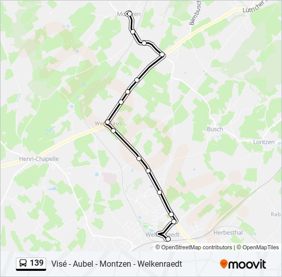 Plan de la ligne 139 de bus