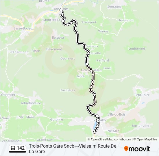 Plan de la ligne 142 de bus