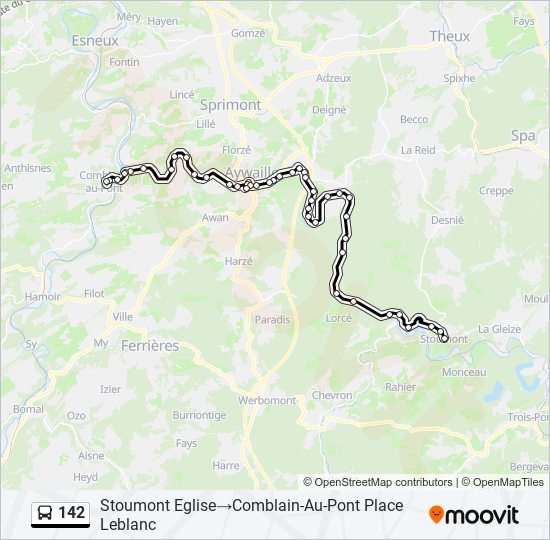 142 bus Line Map