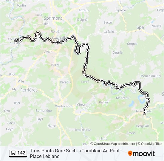 Plan de la ligne 142 de bus