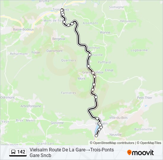 Plan de la ligne 142 de bus