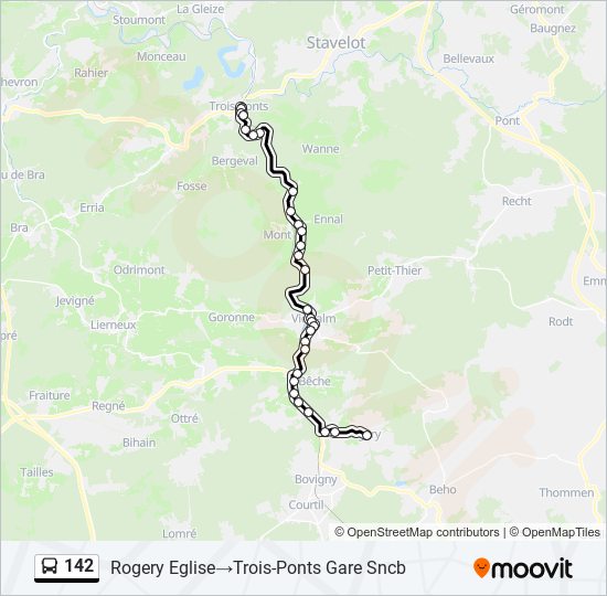 Plan de la ligne 142 de bus