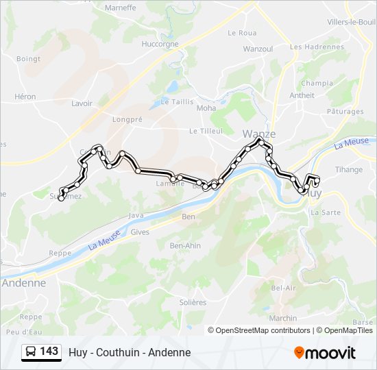 Plan de la ligne 143 de bus