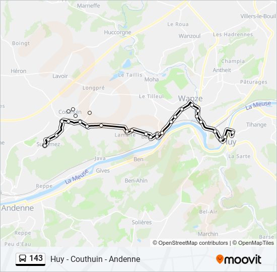 Plan de la ligne 143 de bus