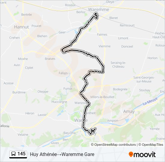 Plan de la ligne 145 de bus