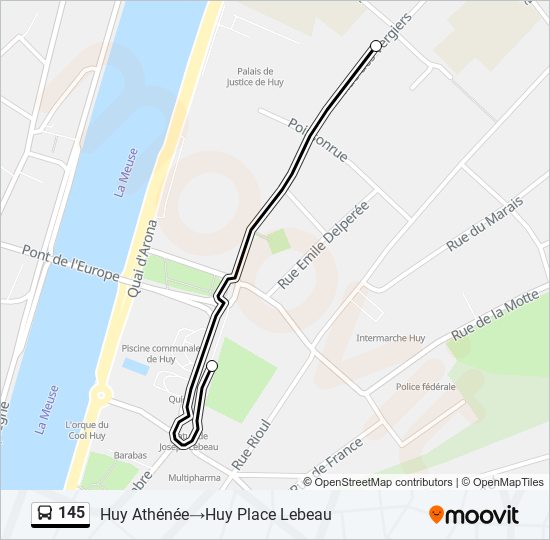 Plan de la ligne 145 de bus