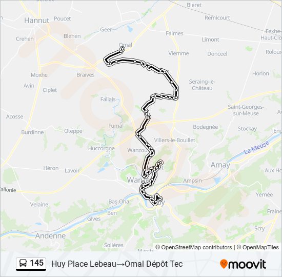 Plan de la ligne 145 de bus