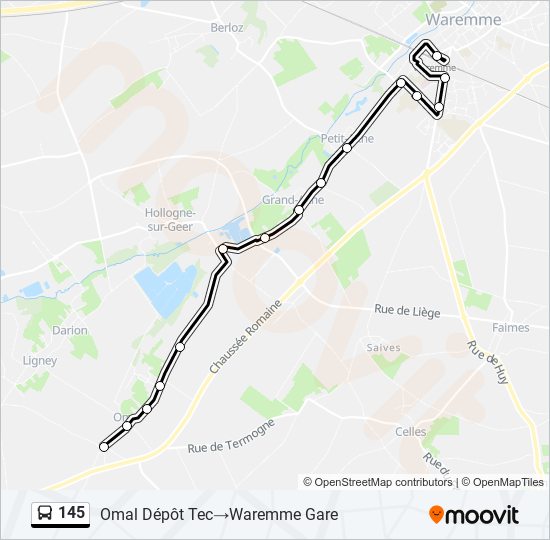 Plan de la ligne 145 de bus