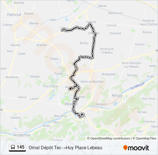 Plan de la ligne 145 de bus