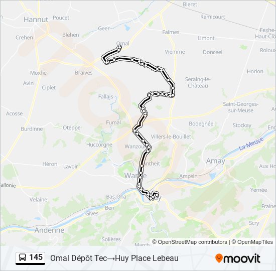 Plan de la ligne 145 de bus