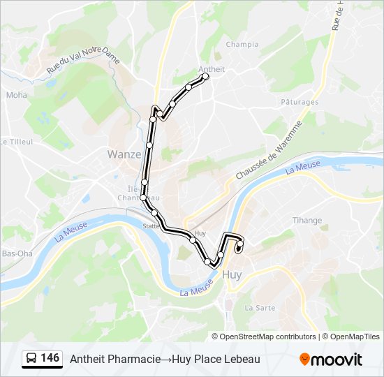 Plan de la ligne 146 de bus