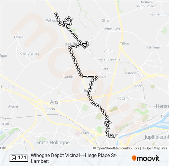 174 bus Line Map