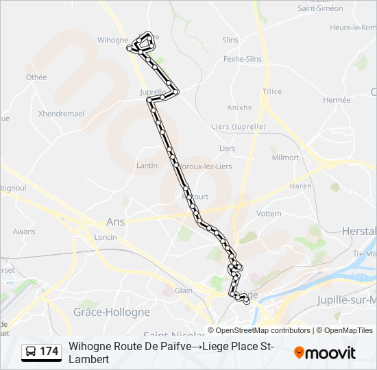 174 bus Line Map