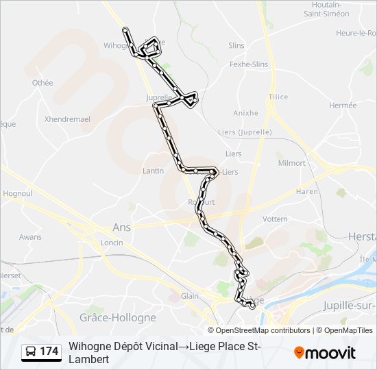 Plan de la ligne 174 de bus