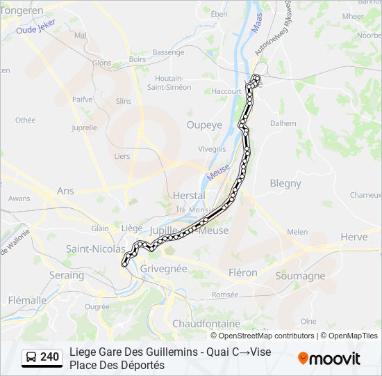 Plan de la ligne 240 de bus