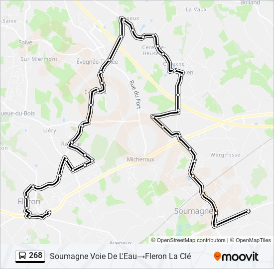 Plan de la ligne 268 de bus