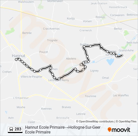 Plan de la ligne 283 de bus