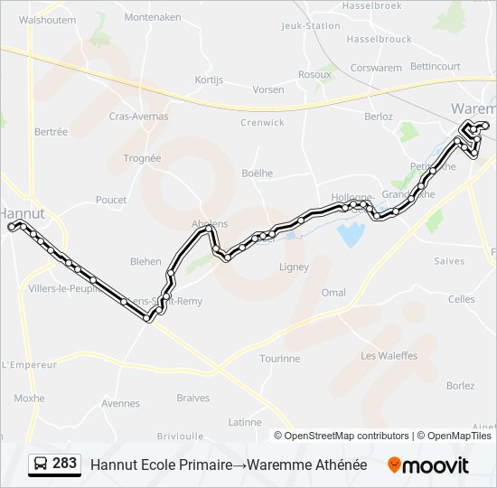 283 bus Line Map