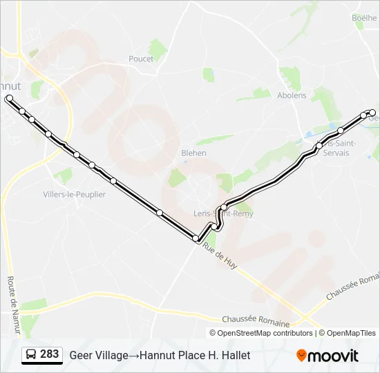 283 Bus Line Map