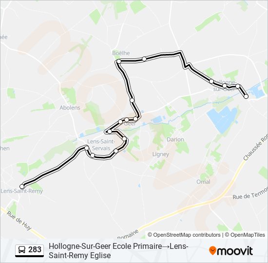 Plan de la ligne 283 de bus