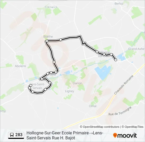 283 Bus Line Map