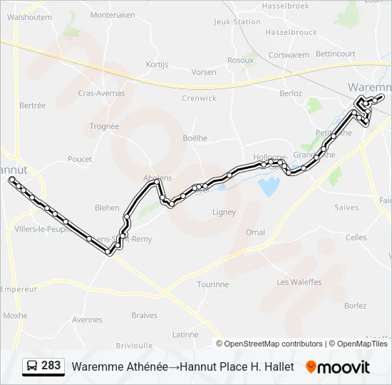 283 Bus Line Map
