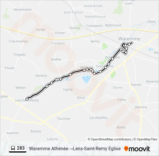 283 Bus Line Map