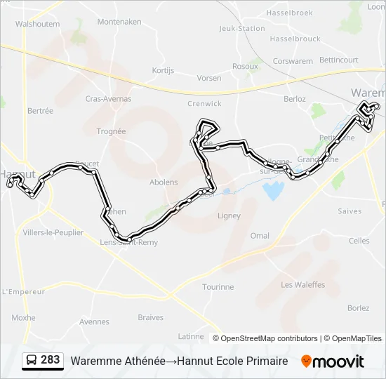 283 Bus Line Map