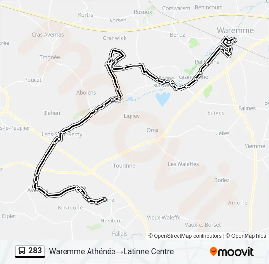 283 Bus Line Map