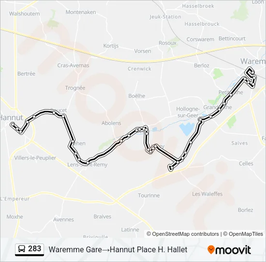 283 Bus Line Map