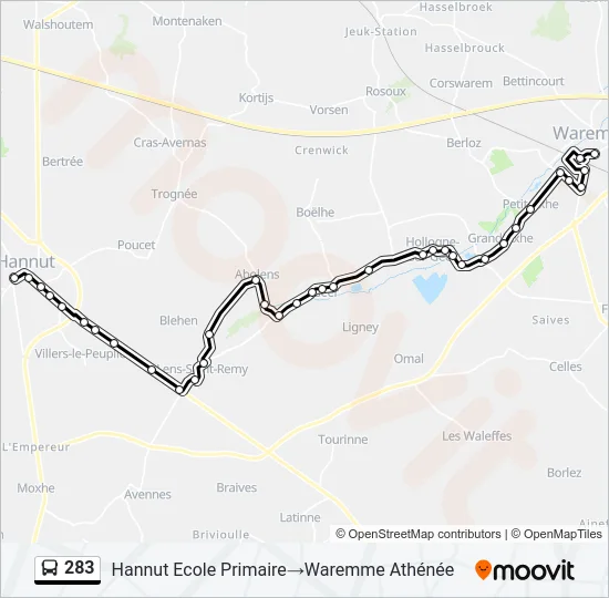 283 Bus Line Map