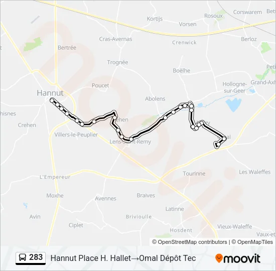 283 Bus Line Map