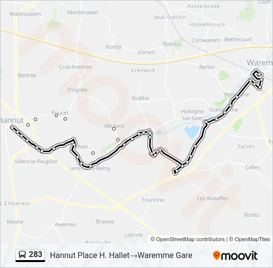 283 Bus Line Map