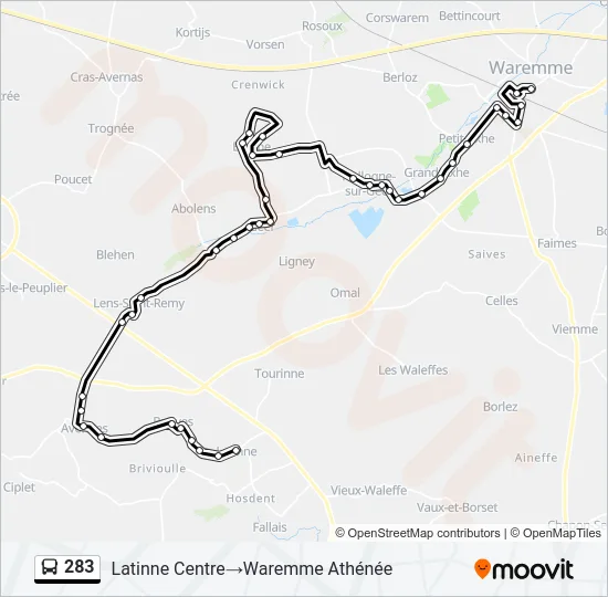 283 Bus Line Map