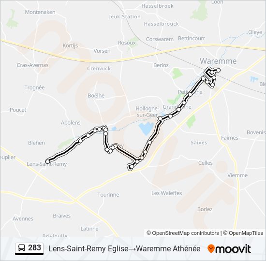 283 bus Line Map