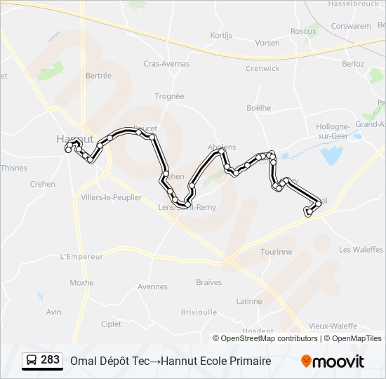 283 bus Line Map