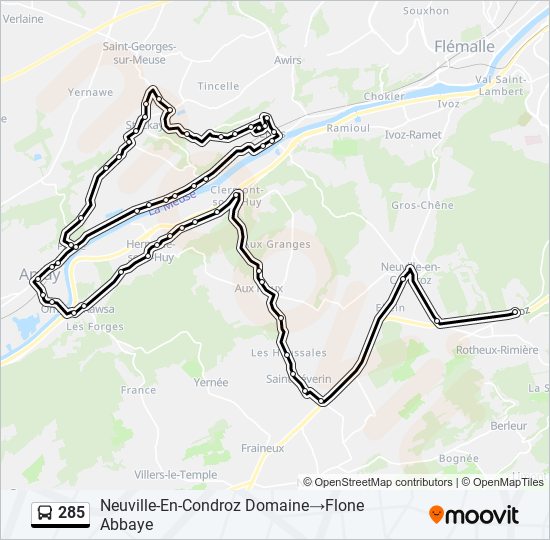 Plan de la ligne 285 de bus