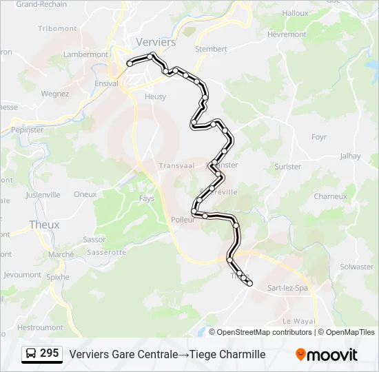 Plan de la ligne 295 de bus