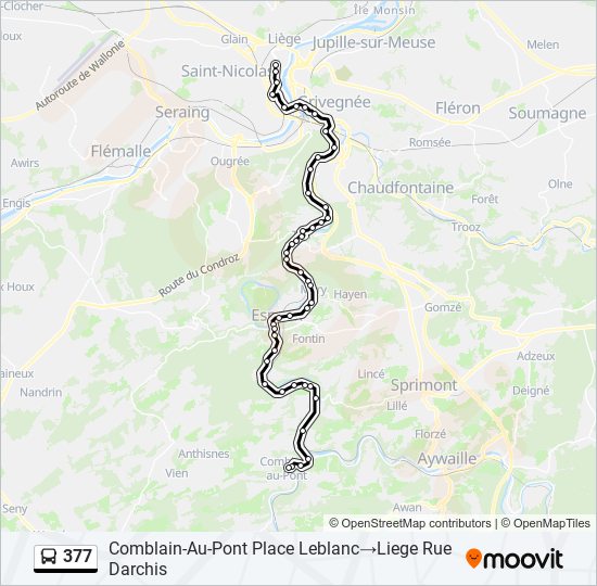 377 bus Line Map