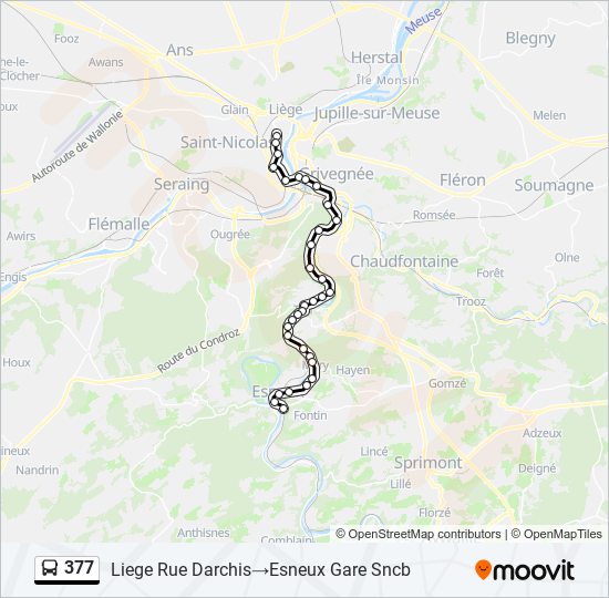 377 bus Line Map