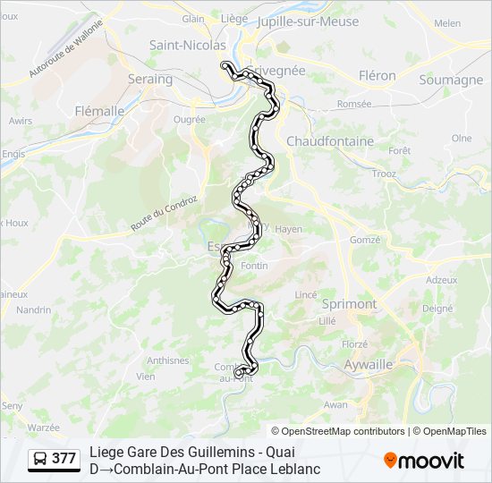 Plan de la ligne 377 de bus