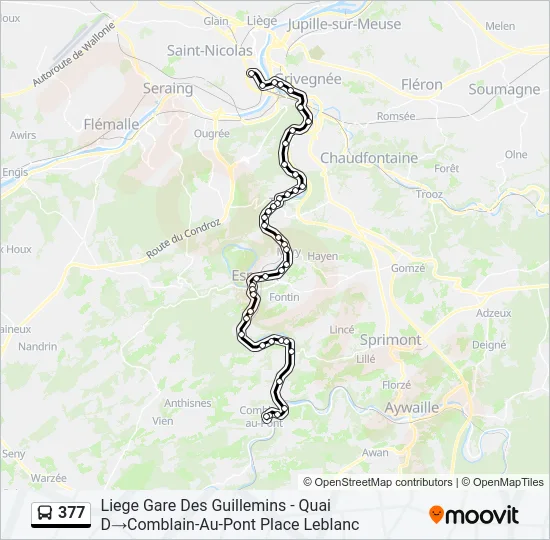 377 Bus Line Map