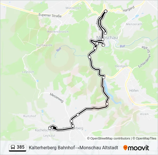 385 Bus Line Map