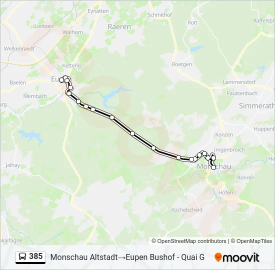 385 Bus Line Map