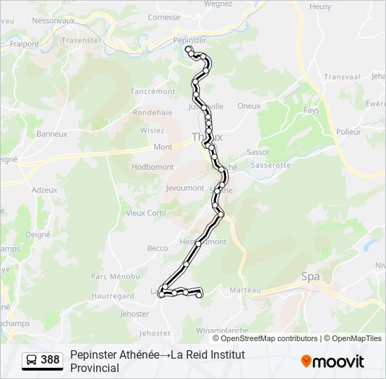 Plan de la ligne 388 de bus