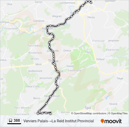 Plan de la ligne 388 de bus