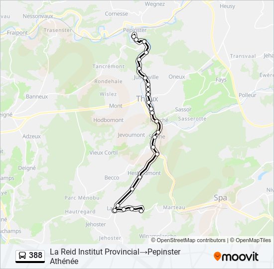 Plan de la ligne 388 de bus