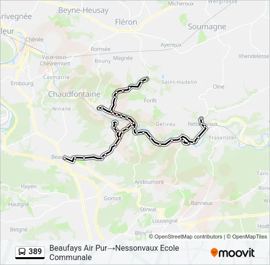 389 Bus Line Map
