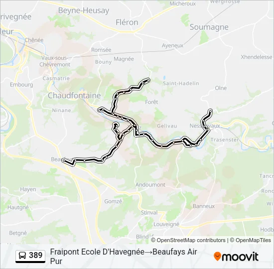 389 Bus Line Map