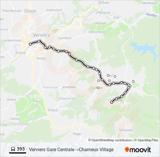 Plan de la ligne 393 de bus